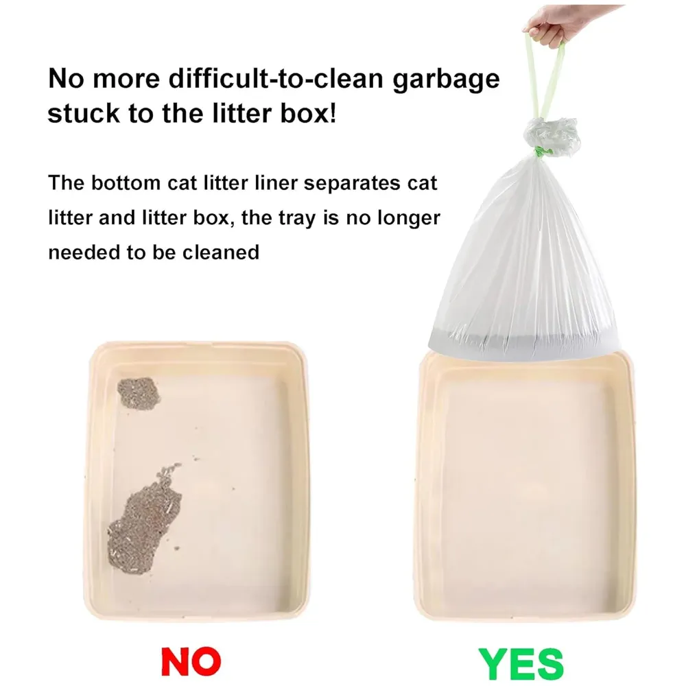 Cat Litter Box Mat Liners with Drawstring, Litter Pan Disposable Bags, 2 Mil Thickened Cat Litter Sifting Liners, Weekly 6 Pack Large Litter Bags for Easy Cleaning Perforated.