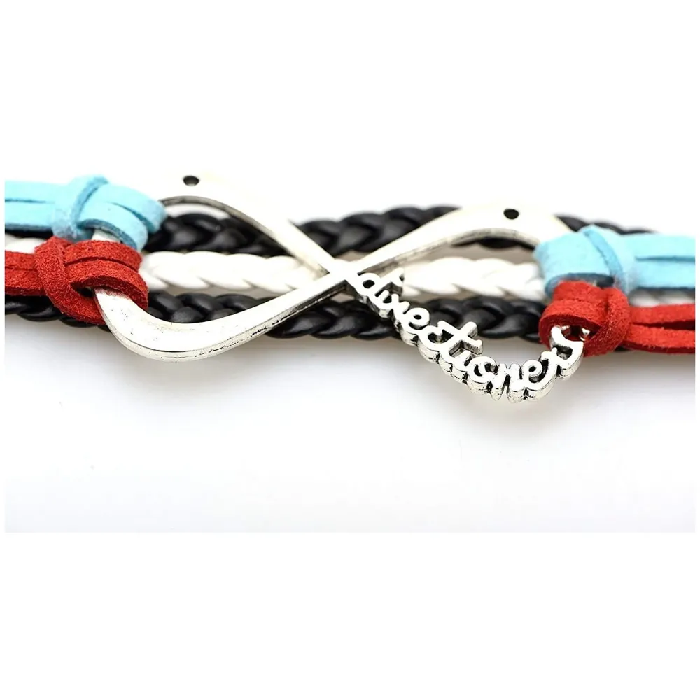 One Direction Twin Hearts Leather Charm Bracelet For Women (Multi Colour)