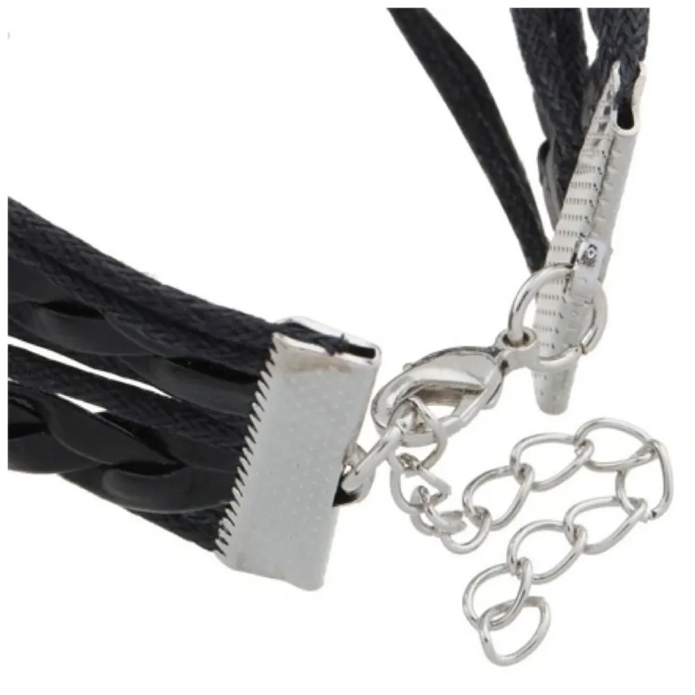 1d ~ Twin Hearts + Infinity + One Direction Leather Bracelet ~ Black