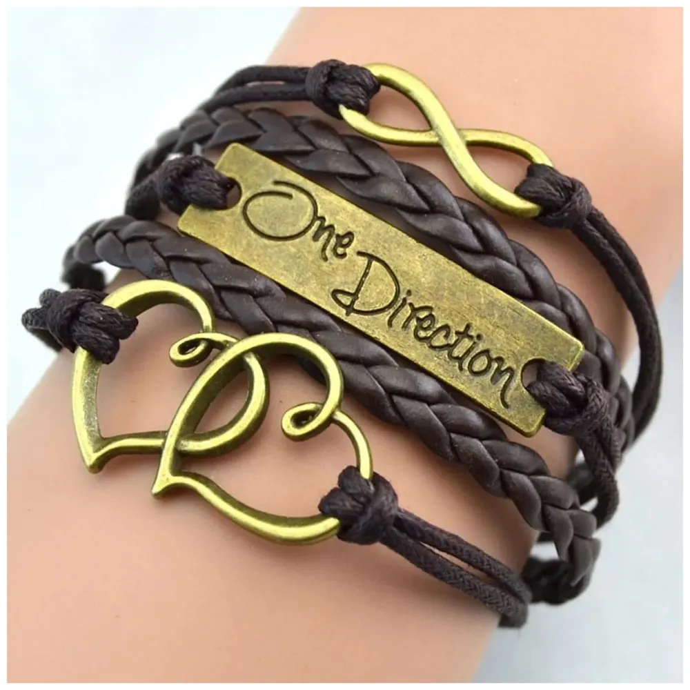 One Direction Women's Leather Charm Bracelet (Brown) - 2