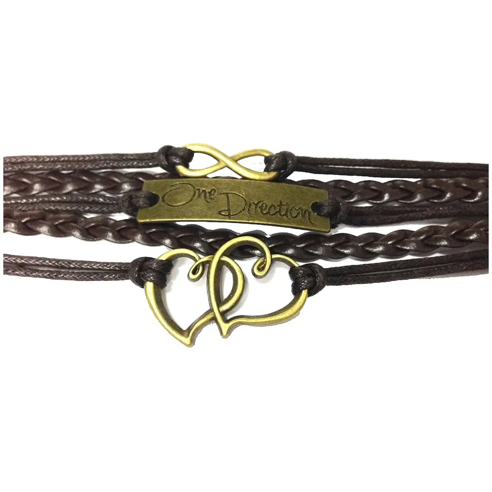 One Direction Women's Leather Charm Bracelet (Brown) - 4