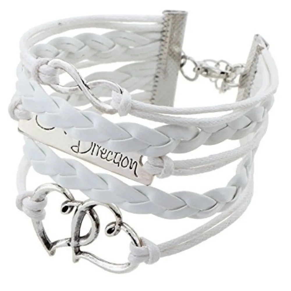 One Direction Leather Charm for Women -White - 3