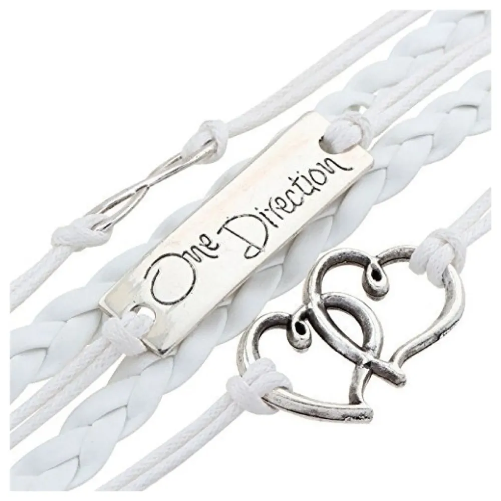 One Direction Leather Charm for Women -White - 4