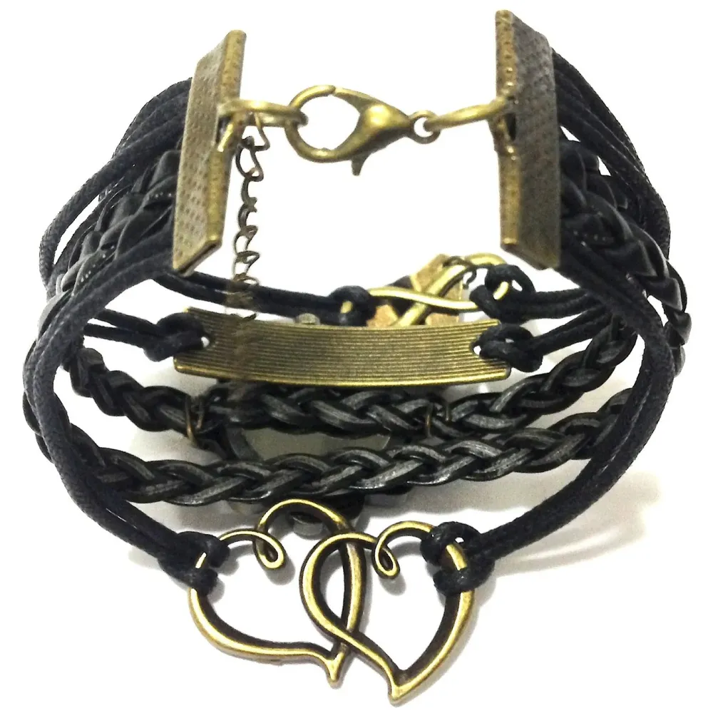 One Direction Multi-Charm Watch Bracelet with Twin Hearts, Infinity & Airplane Charms, Leather Wrap Wristwatch for Girls & Directioner Fans - 4