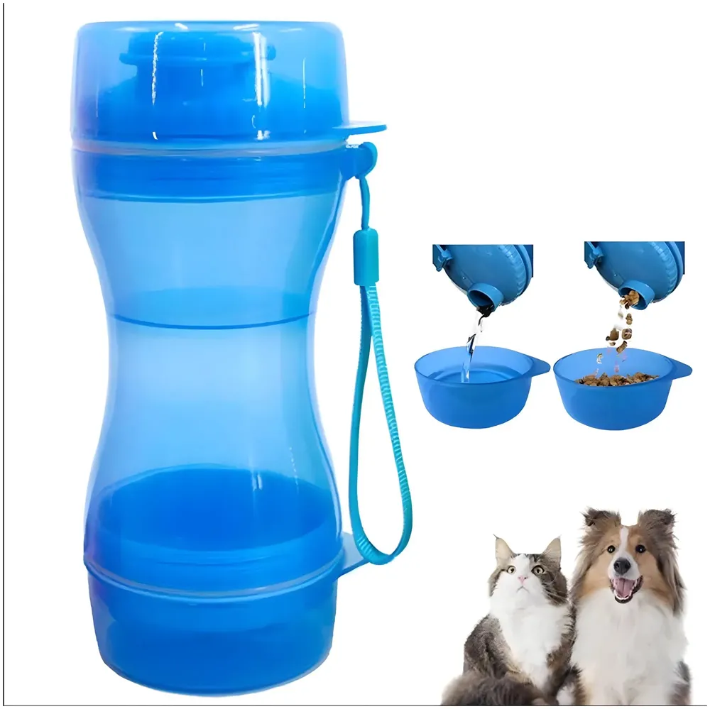 2 in 1 Dog Water Bottle Portable Food Container Drinking Bowl for Small Medium Dogs Outdoor Travel Pet Water Dispenser Feeder