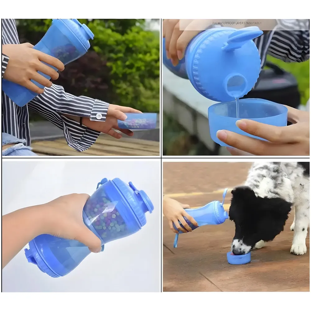 2 in 1 Dog Water Bottle Portable Food Container Drinking Bowl for Small Medium Dogs Outdoor Travel Pet Water Dispenser Feeder
