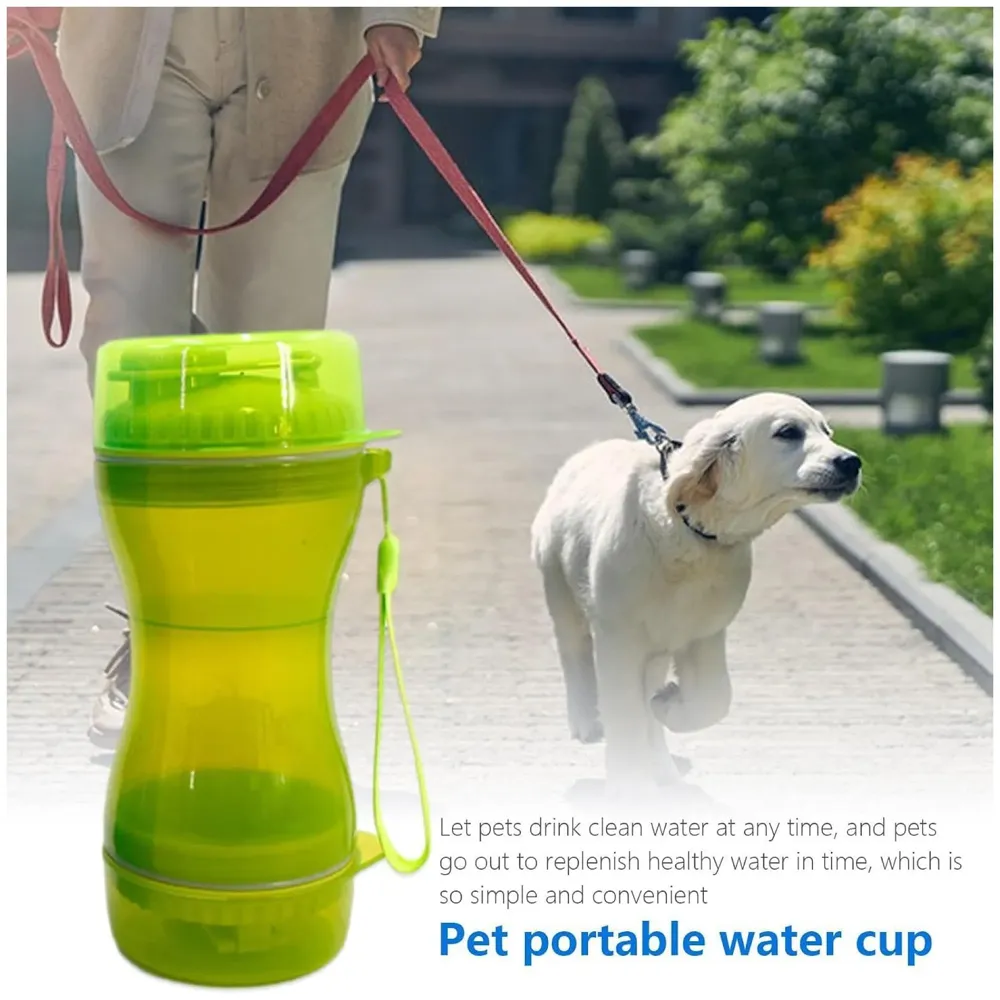 2 in 1 Dog Water Bottle Portable Food Container Drinking Bowl for Small Medium Dogs Outdoor Travel Pet Water Dispenser Feeder Green - 4