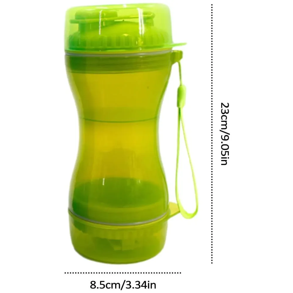 2 in 1 Dog Water Bottle Portable Food Container Drinking Bowl for Small Medium Dogs Outdoor Travel Pet Water Dispenser Feeder Green - 5