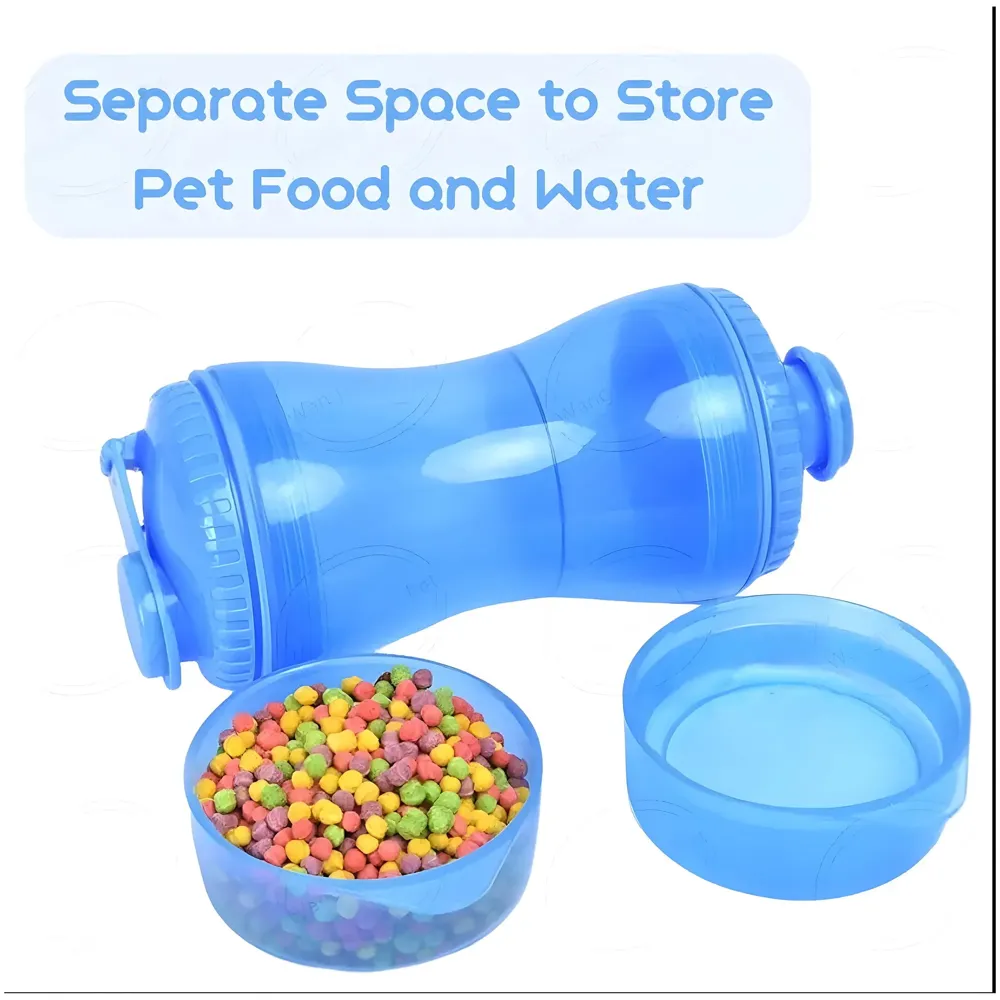 2 in 1 Dog Water Bottle Portable Food Container Drinking Bowl for Small Medium Dogs Outdoor Travel Pet Water Dispenser Feeder