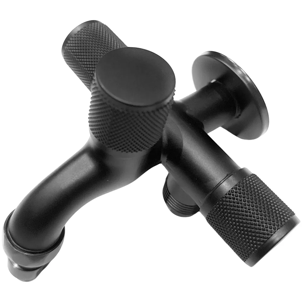 3 in 1 Bibcock Tap Faucet Wall Black Triple for Bathroom, Commode Shower | Luxury Series Three-Way Tap Valve 3 in 1 Water Valve Black Washing Machine - 12.5 x 9 x 12.5 Cm