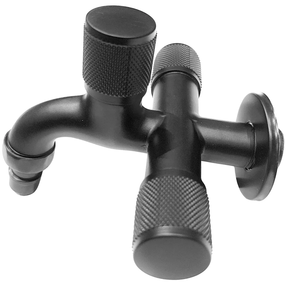 3 in 1 Bibcock Tap Faucet Wall Black Triple for Bathroom, Commode Shower | Luxury Series Three-Way Tap Valve 3 in 1 Water Valve Black Washing Machine - 12.5 x 9 x 12.5 Cm