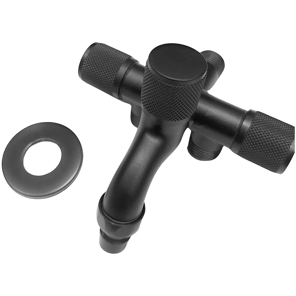 3 in 1 Bibcock Tap Faucet Wall Black Triple for Bathroom, Commode Shower | Luxury Series Three-Way Tap Valve 3 in 1 Water Valve Black Washing Machine - 12.5 x 9 x 12.5 Cm