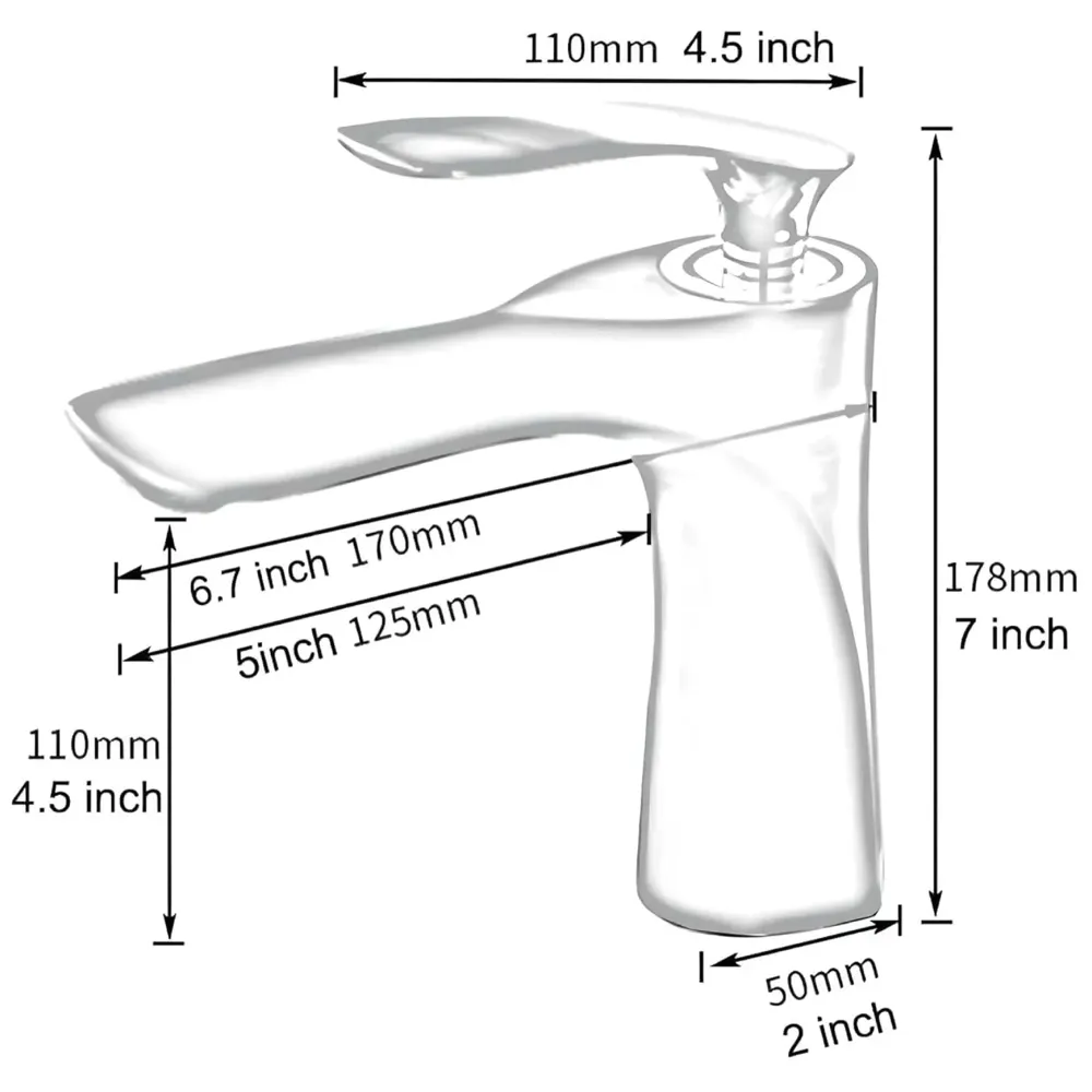 AQUAKART White Gold Faucet Tap Mixer Hot and Cold Water Heavy Single Lever Basin Mixer 7 inches with Connector Pipes and Ceramic Cartridge for Bathroom Wash Basins - 3