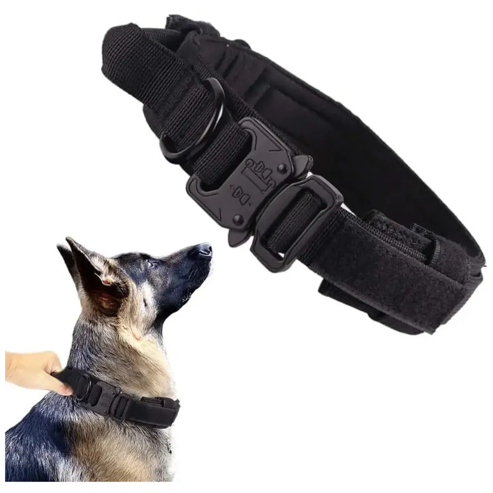 Tactical Dog Collar Dog Collar Adjustable Nylon Collar with Strap Handle Dog Training Collar Quick Release Metal Buckle (XL - 20-23.6 Inch)