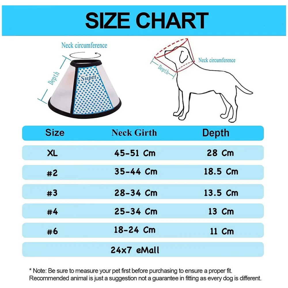 Pet Cone Elizabeth Protective Collar Wound Healing Protection Cone for Dogs E Collar.