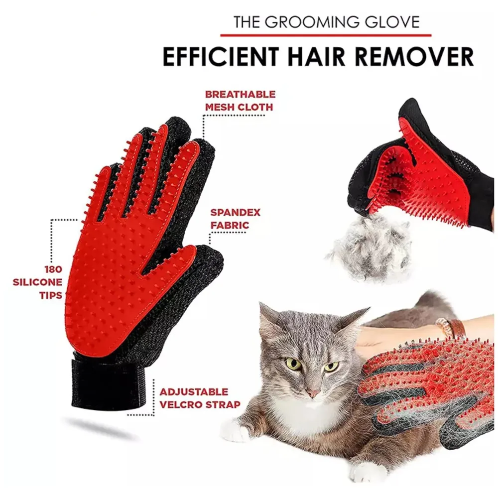 Pet Grooming Kit Grooming Kit With Carry Bag for Dog and Cat with, Double-Sided Dog Comb, Deshedding Glove, Slick Hair Brush, Double Sided Pin Brush, Nail Cutter, Lice Comb, and Filer.