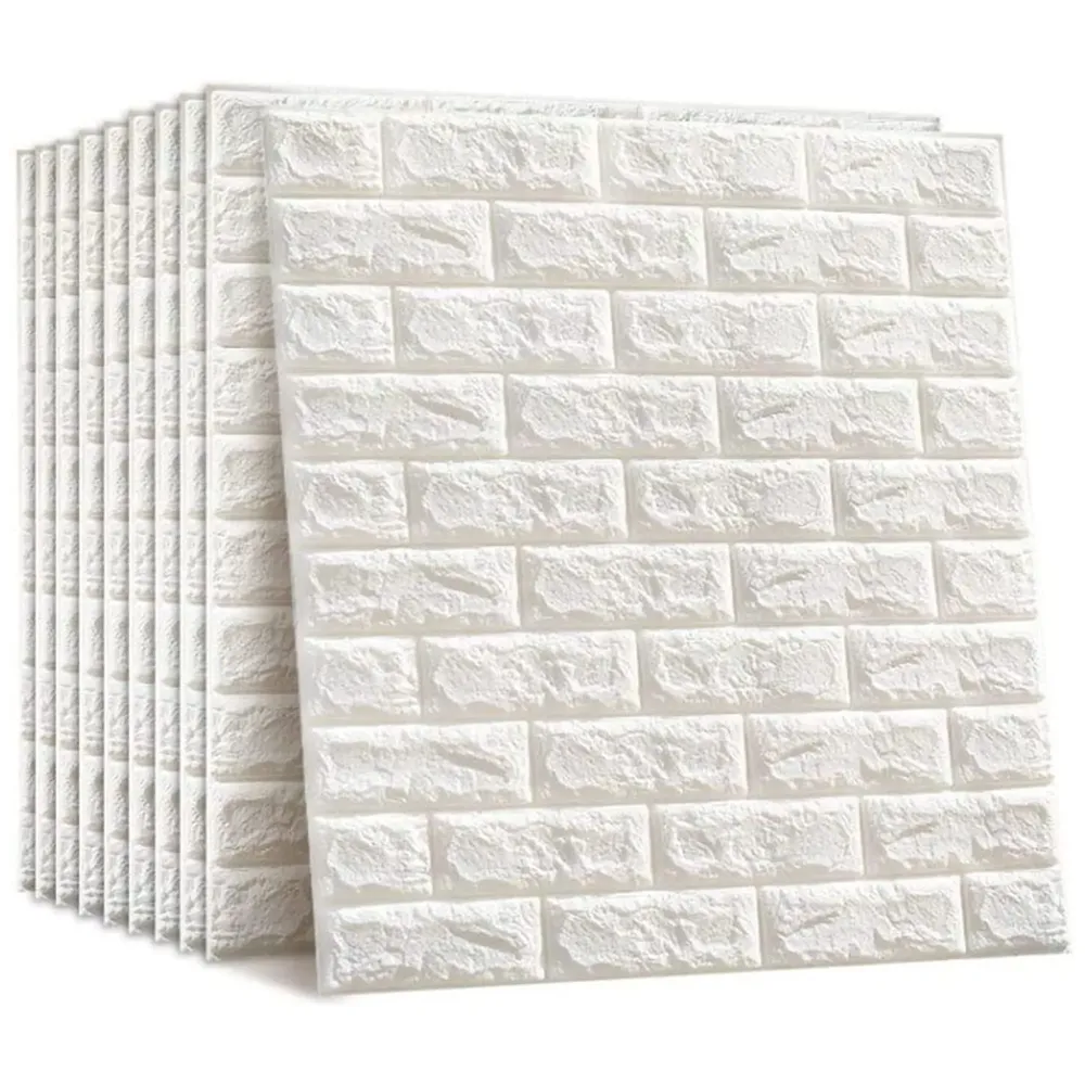 PVC Thick Wallpaper self Adhesive White Bricks wall Sticker with Glue Included for All wall Types