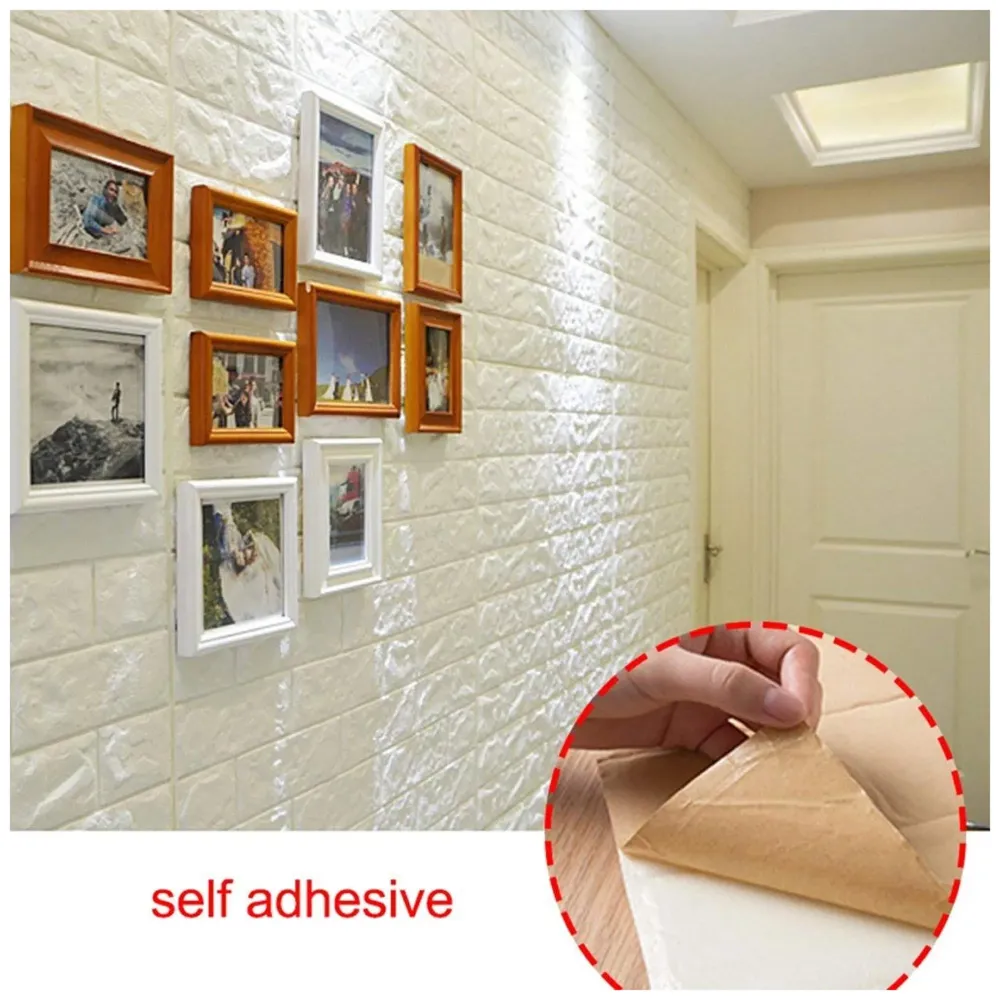 PVC Thick Wallpaper self Adhesive White Bricks wall Sticker with Glue Included for All wall Types