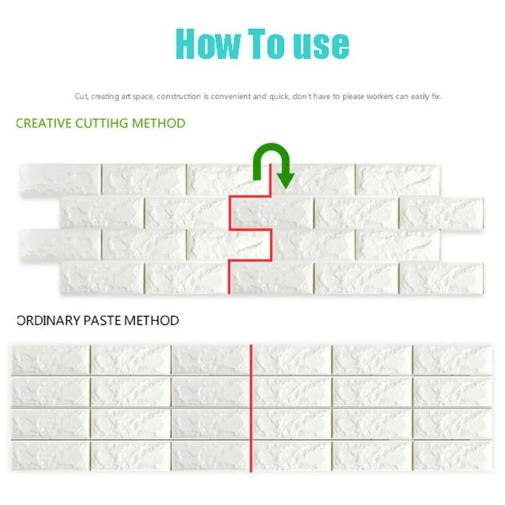 PVC Thick Wallpaper self Adhesive White Bricks wall Sticker with Glue Included for All wall Types