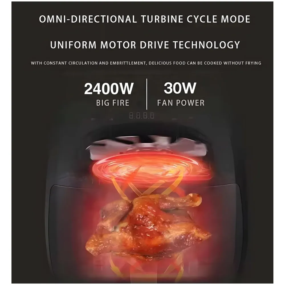 Air Fryer 2400 W 6 Liters Touch Screen Crisps, Roasts, Reheats, & Dehydrates French Fries Chicken Meat Fish Frozen Items Healthier, Faster, Delicious Results Less Oil