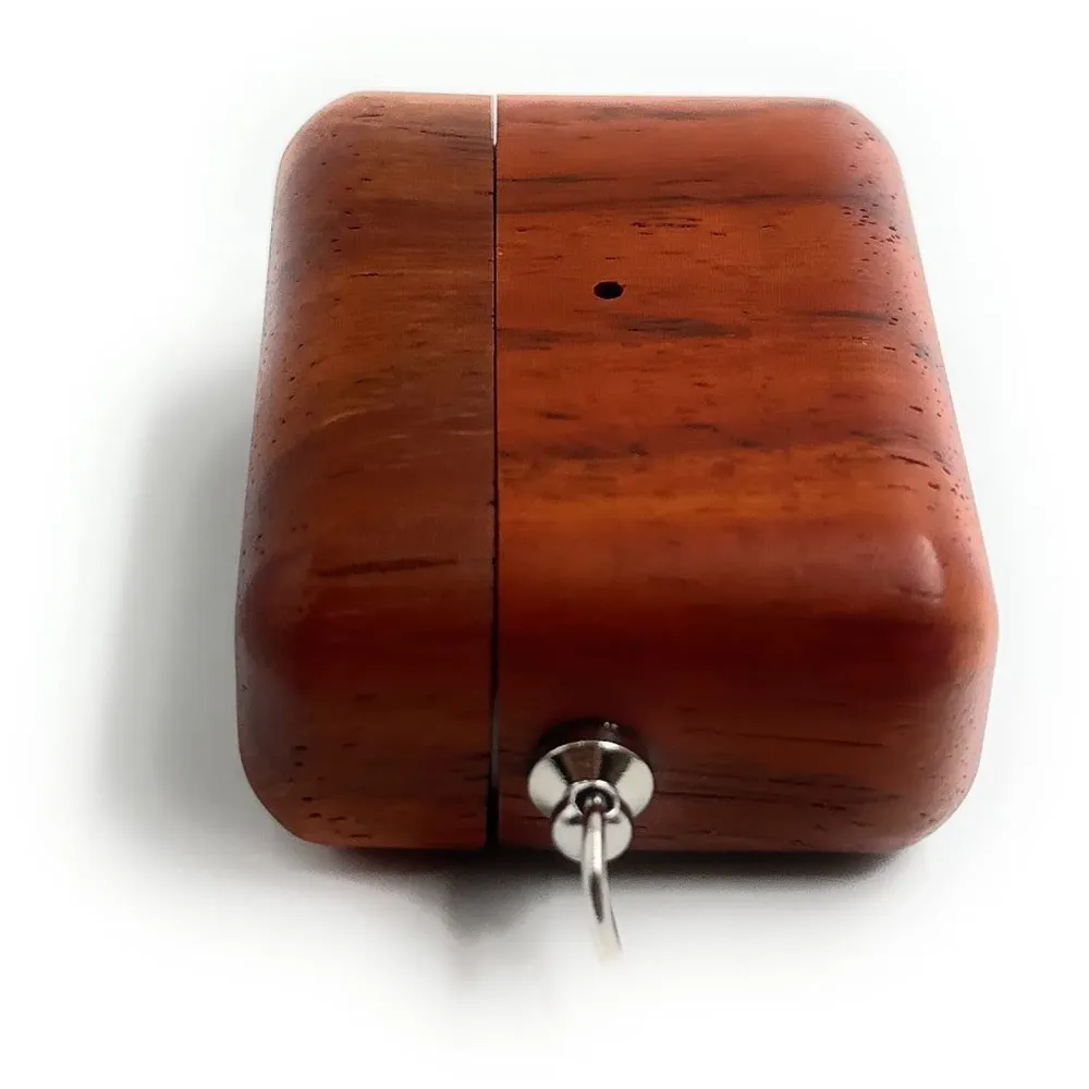 Solid Wood Case Compatible with Airpods Pro Wooden Case Cover Supports Wireless Charging Mahogany Red Wood - 5