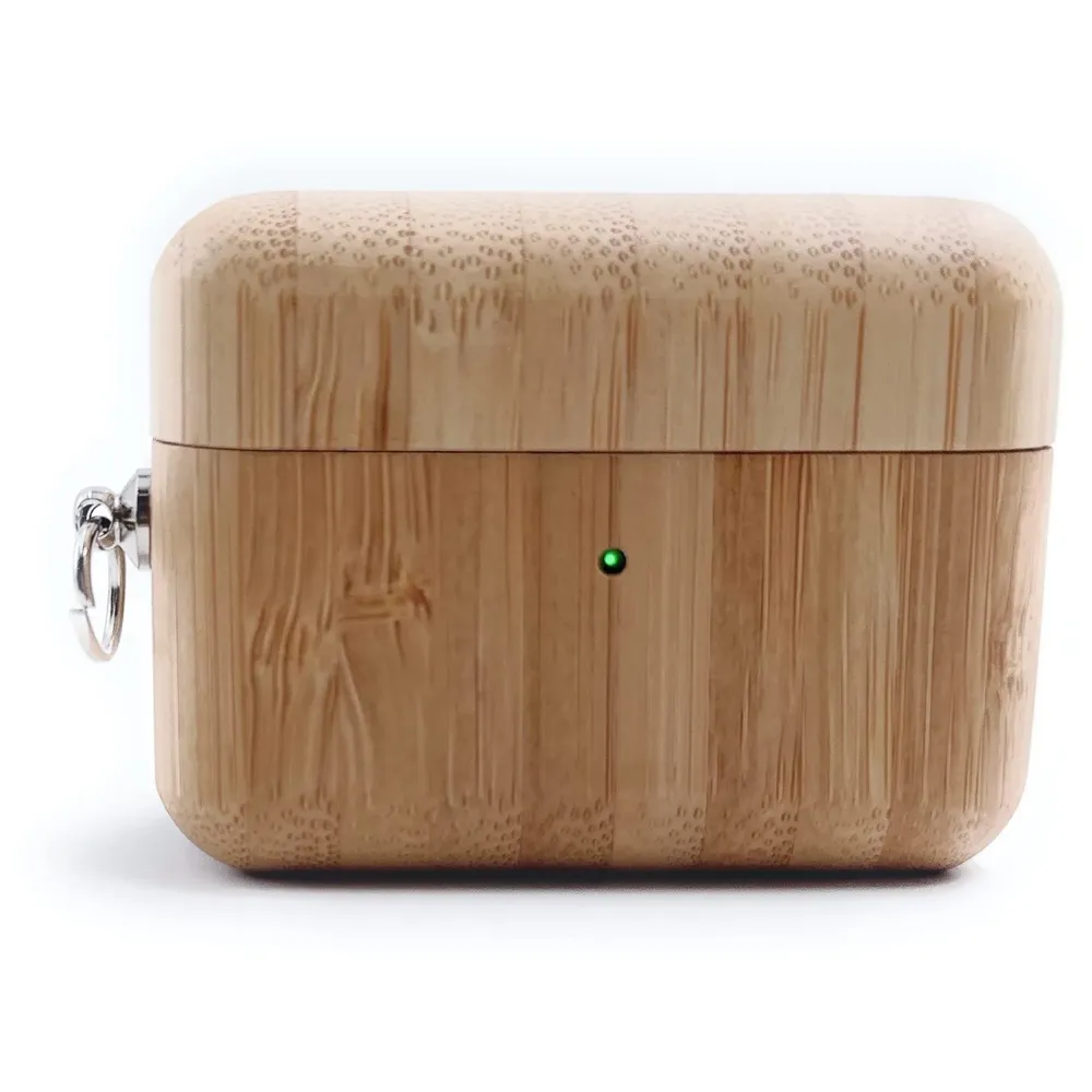Solid Wood Case Compatible with Airpods Pro Wooden Case Cover Supports Wireless Charging Maple Light Colour Wood