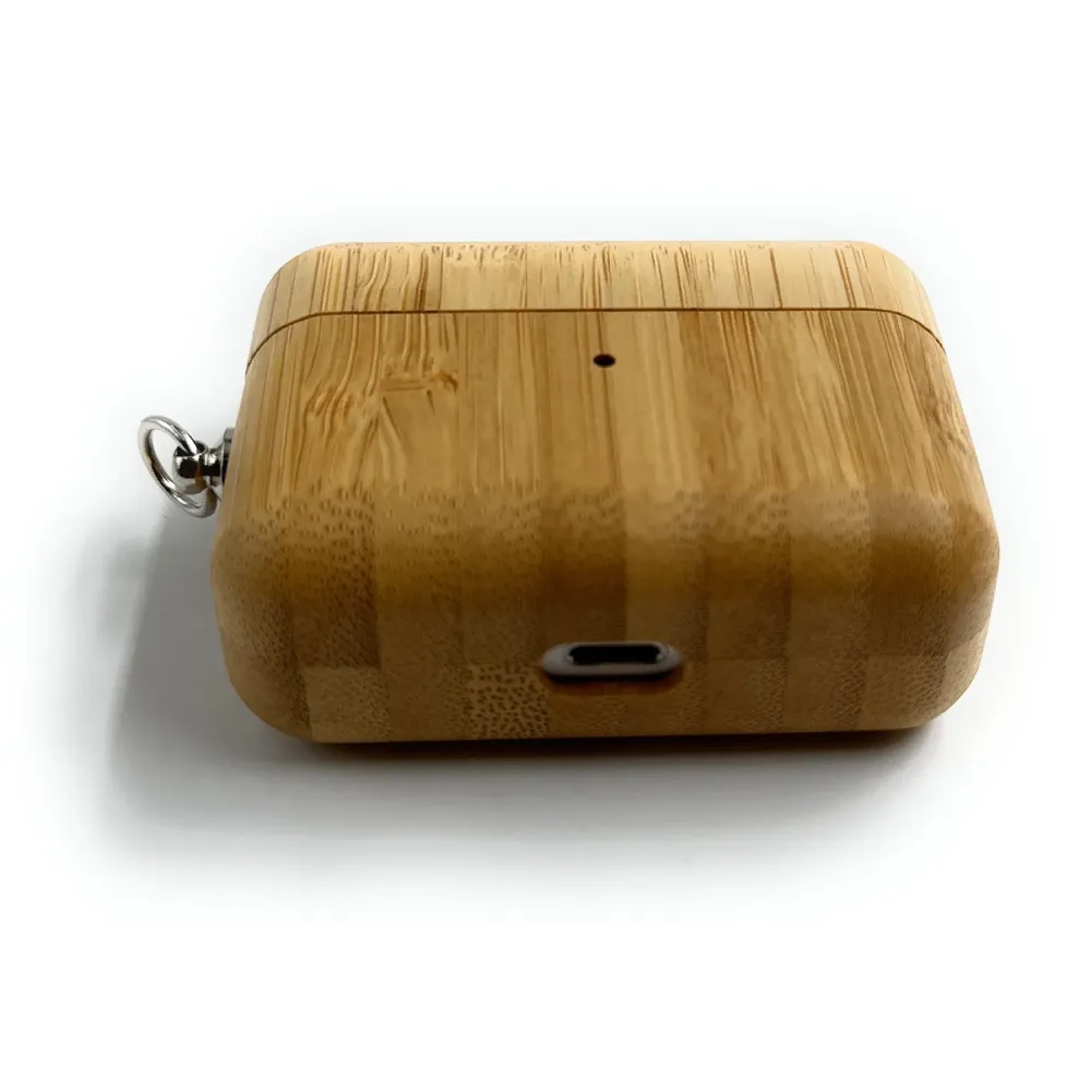 Solid Wood Case Compatible with Airpods Pro Wooden Case Cover Supports Wireless Charging Maple Light Colour Wood - 3