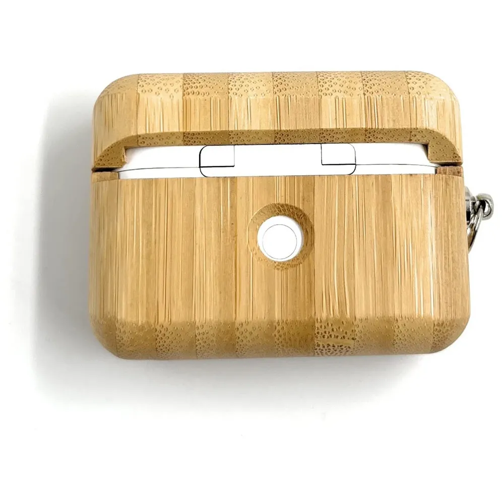 Solid Wood Case Compatible with Airpods Pro Wooden Case Cover Supports Wireless Charging Maple Light Colour Wood - 5