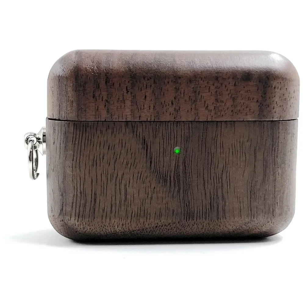 Solid Wood Case Compatible with Airpods Pro Wooden Case Cover Supports Wireless Charging