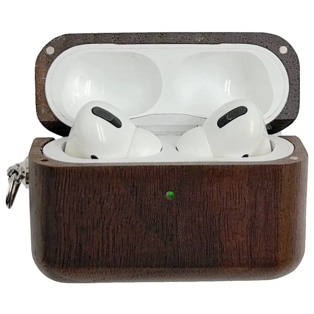 Solid Wood Case Compatible with Airpods Pro Wooden Case Cover Supports Wireless Charging - 2