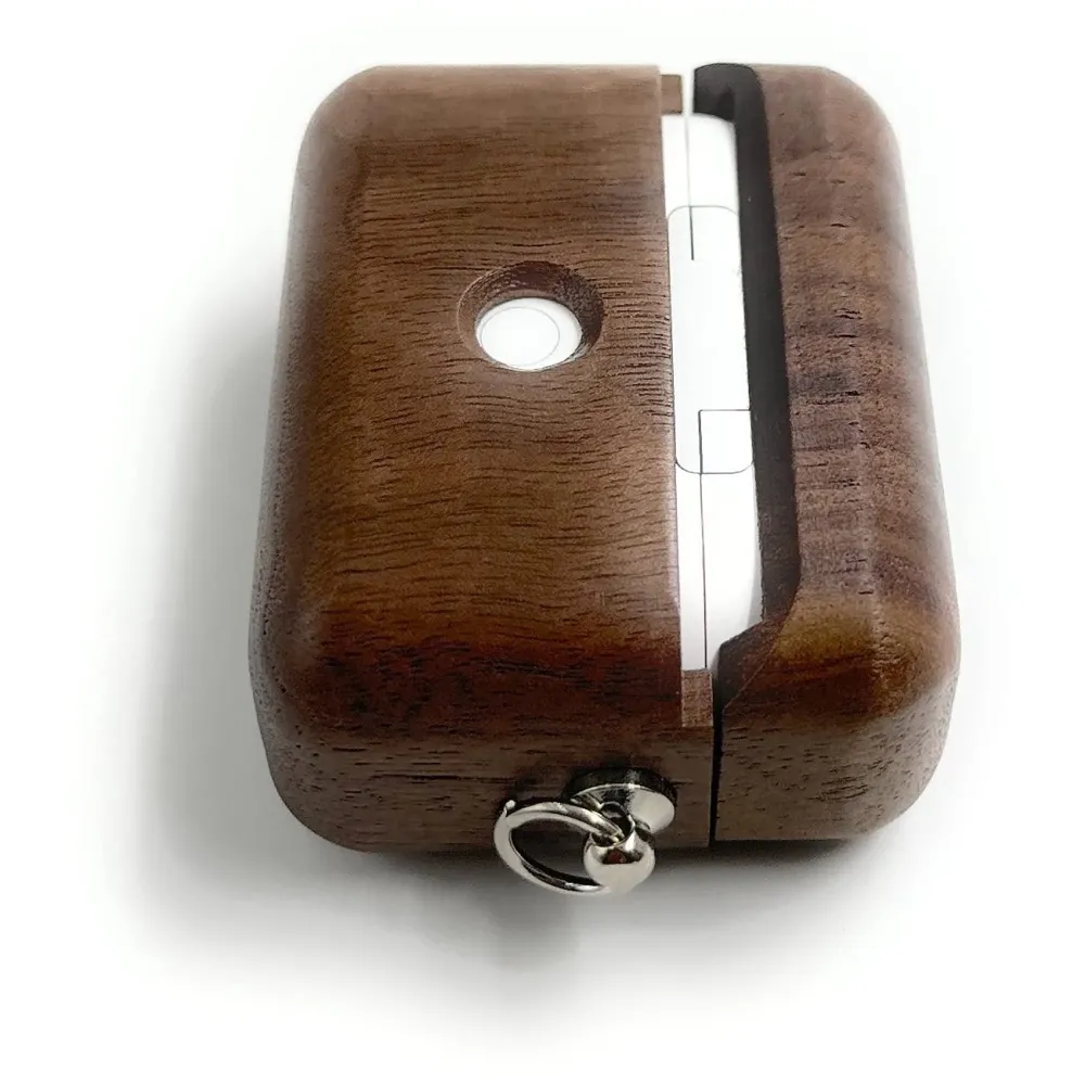 Solid Wood Case Compatible with Airpods Pro Wooden Case Cover Supports Wireless Charging - 5