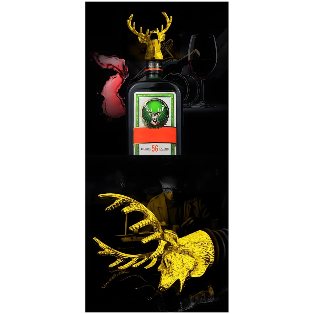 Pack of 2 Gold Stag Deer Head Liquor Bottle Pourer Spout Stopper