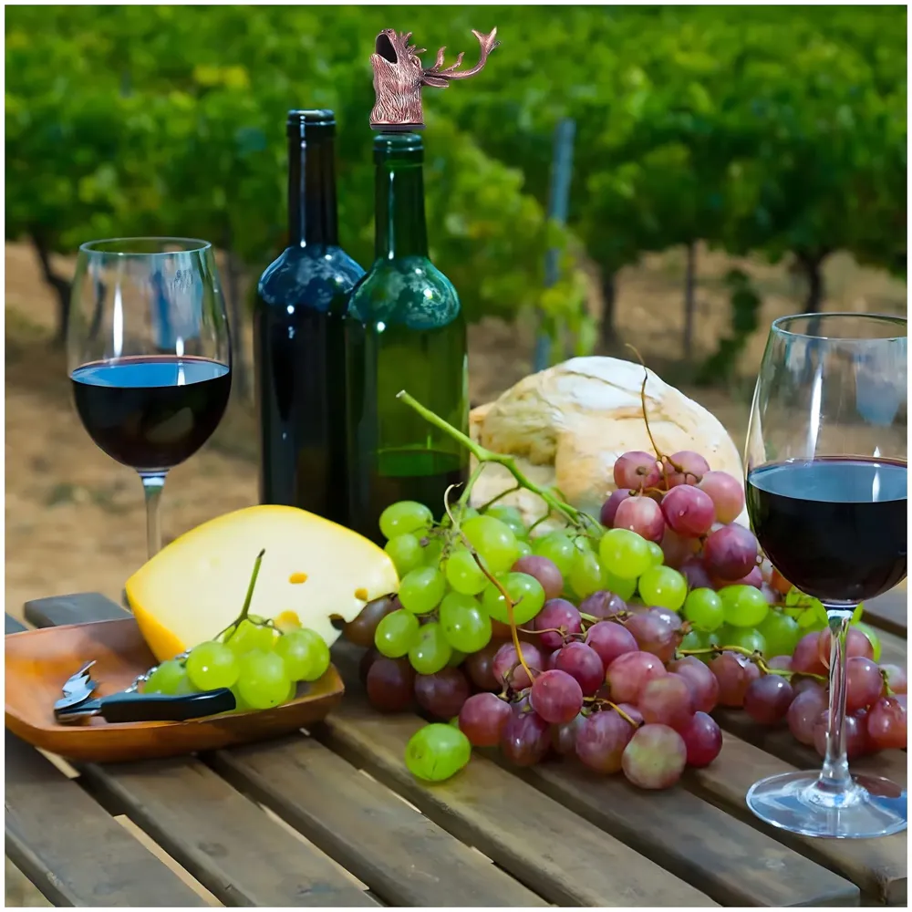 Stag Head Liquor Bottle Pourer Liquor Pour Spout 1 Pc Deer Head Bottle Tipping Nozzle Silicone Stoppers Silver for Bars Homes Party Rose Antique