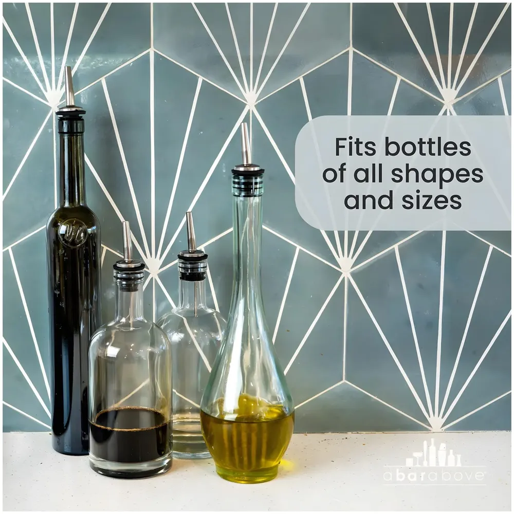 4 Pcs Gold Liquor Bottle Pourer Liquor Pour Spout Head Bottle Tipping Nozzle Silicone Stoppers for Bars Homes Party 11.3 cm x 2.9 cm Fits Most Bottles.