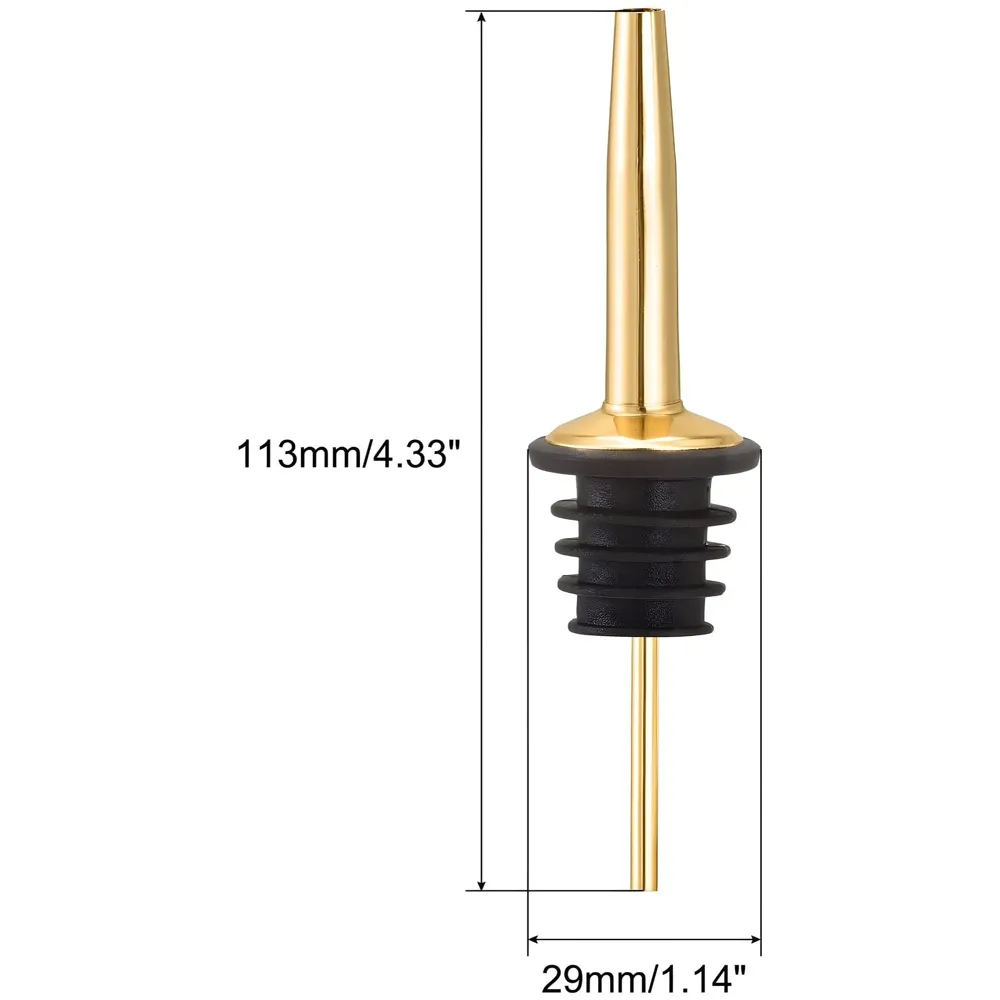4 Pcs Gold Liquor Bottle Pourer Liquor Pour Spout Head Bottle Tipping Nozzle Silicone Stoppers for Bars Homes Party 11.3 cm x 2.9 cm Fits Most Bottles.