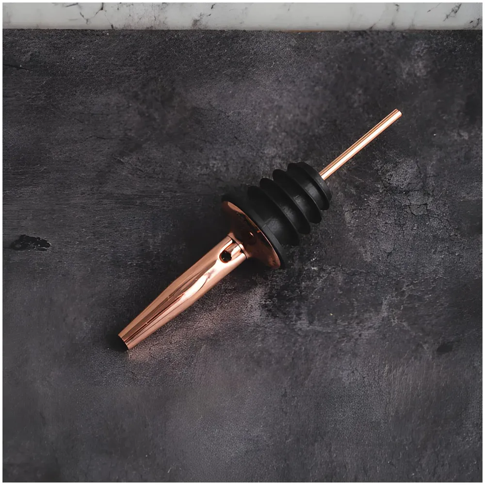 4 Pcs Rose Gold Liquor Bottle Pourer Liquor Pour Spout Head Bottle Tipping Nozzle Silicone Stoppers for Bars Homes Party 11.3 cm x 2.9 cm Fits Most Bottles.