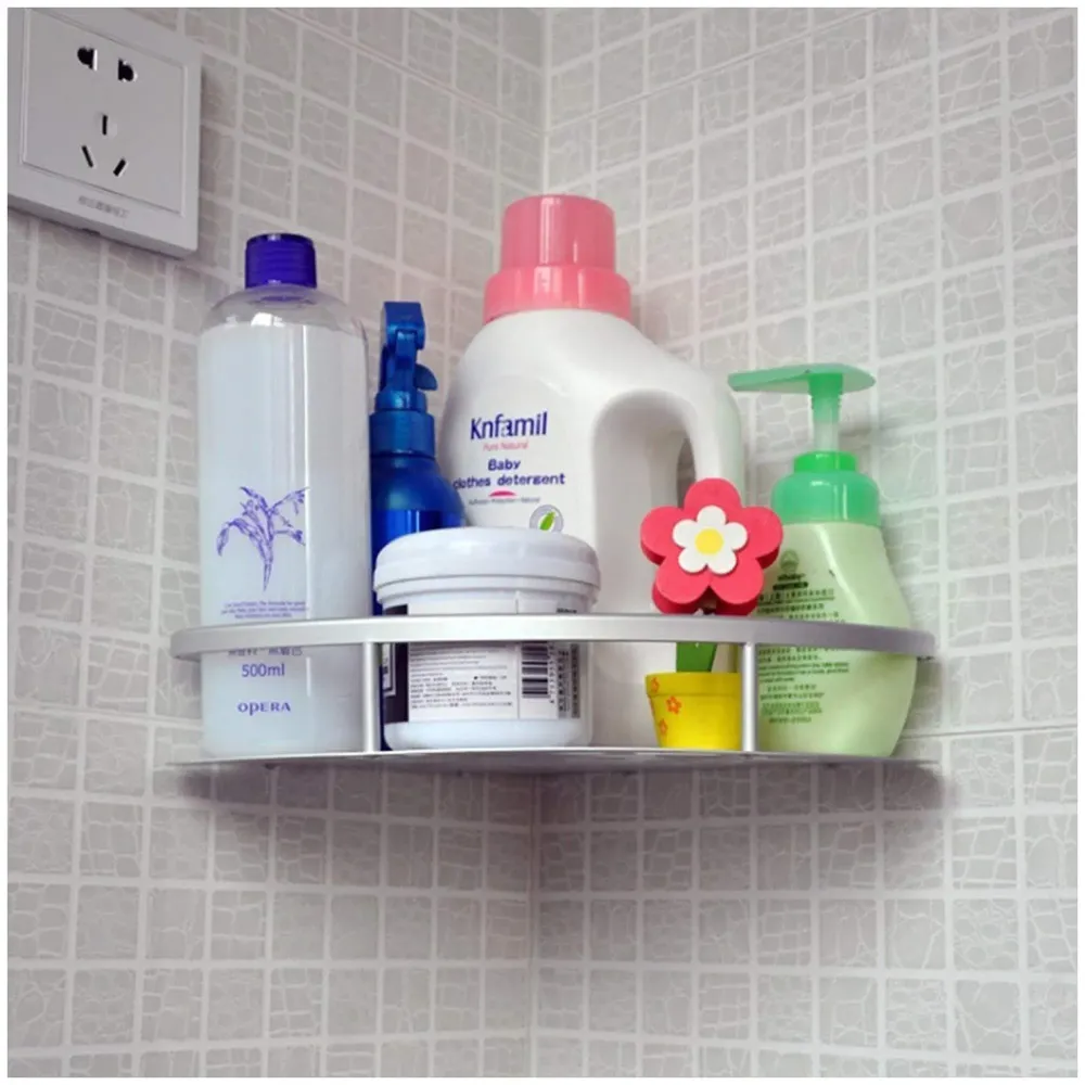 Wall Mount Bathroom Corner Shelf Aluminium Shower Caddy Wall Shelf Holder Anti Rust, Rust Free Aluminium, Installation Kit Included (1, Aluminum Corner) - 4