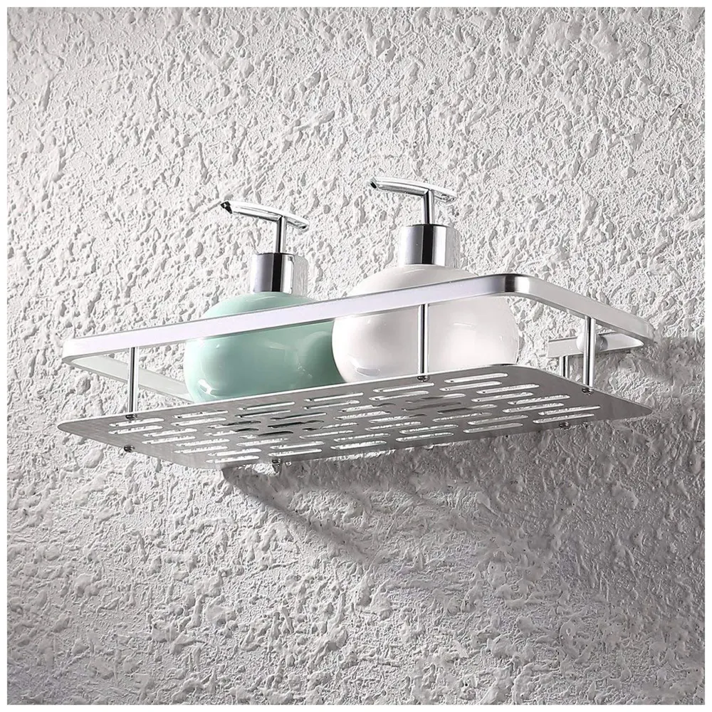 Wall Mount 12 Inch Bathroom Horizontal Shelf 1 Pc, Rust Free Aluminium Shower Caddy Wall Shelf Holder Anti Rust, Rust Free Aluminium, Installation Kit Included (1, Aluminum Horizontal)
