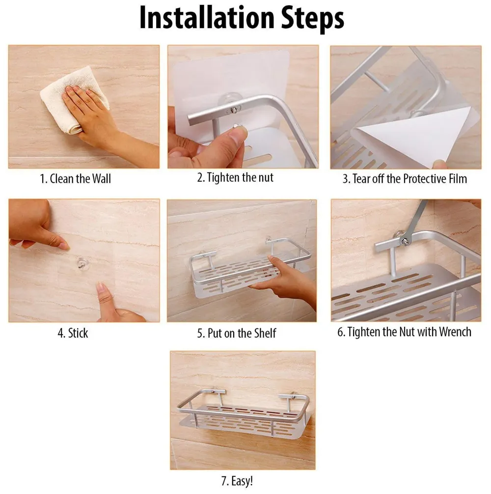 Wall Mount 12 Inch Bathroom Horizontal Shelf 1 Pc, Rust Free Aluminium Shower Caddy Wall Shelf Holder Anti Rust, Rust Free Aluminium, Installation Kit Included (1, Aluminum Horizontal)