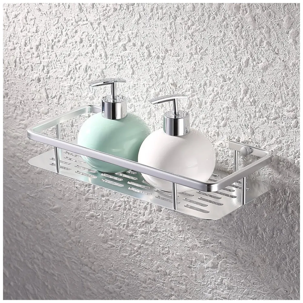 Wall Mount 12 Inch Bathroom Horizontal Shelf 1 Pc, Rust Free Aluminium Shower Caddy Wall Shelf Holder Anti Rust, Rust Free Aluminium, Installation Kit Included (1, Aluminum Horizontal)