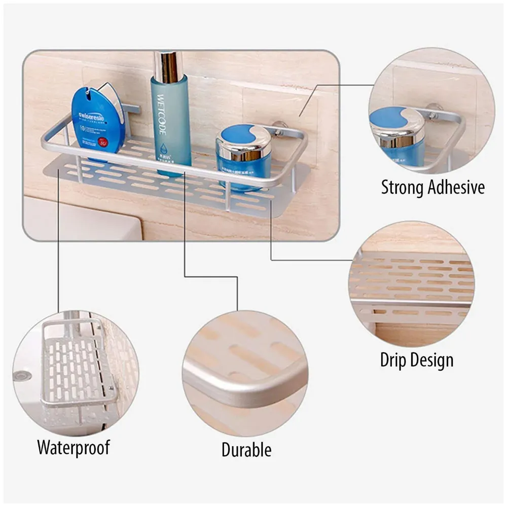 Wall Mount 12 Inch Bathroom Horizontal Shelf 2 Pc, Rust Free Aluminium Shower Caddy Wall Shelf Holder Anti Rust, Rust Free Aluminium, Installation Kit Included (2, Aluminum Horizontal)