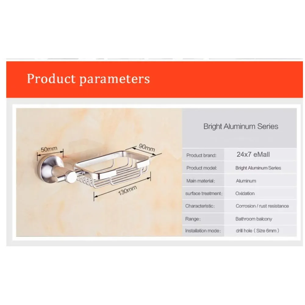 Aluminium Soap Holder Soap Dish Wall Hung Concealed Screws Rust Free, Square Design - 2