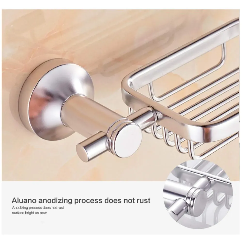 Aluminium Soap Holder Soap Dish Wall Hung Concealed Screws Rust Free, Square Design - 4