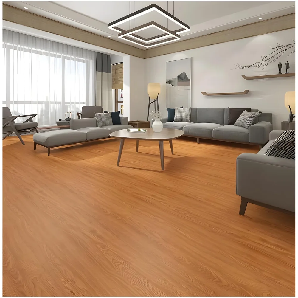 18 Pcs Brown Amber PVC Wood Floor Planks Peel and Stick 27 Sq Ft