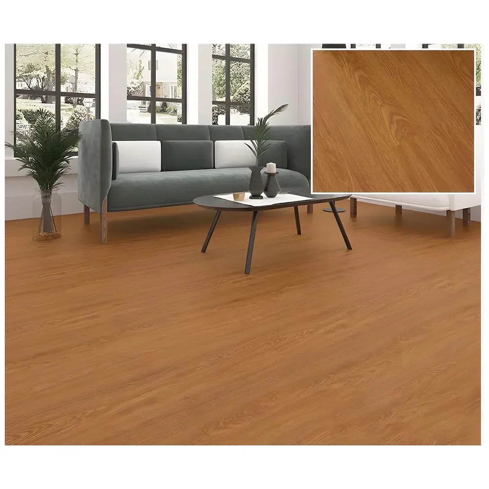 18 Pcs Brown Amber PVC Wood Floor Planks Peel and Stick 27 Sq Ft