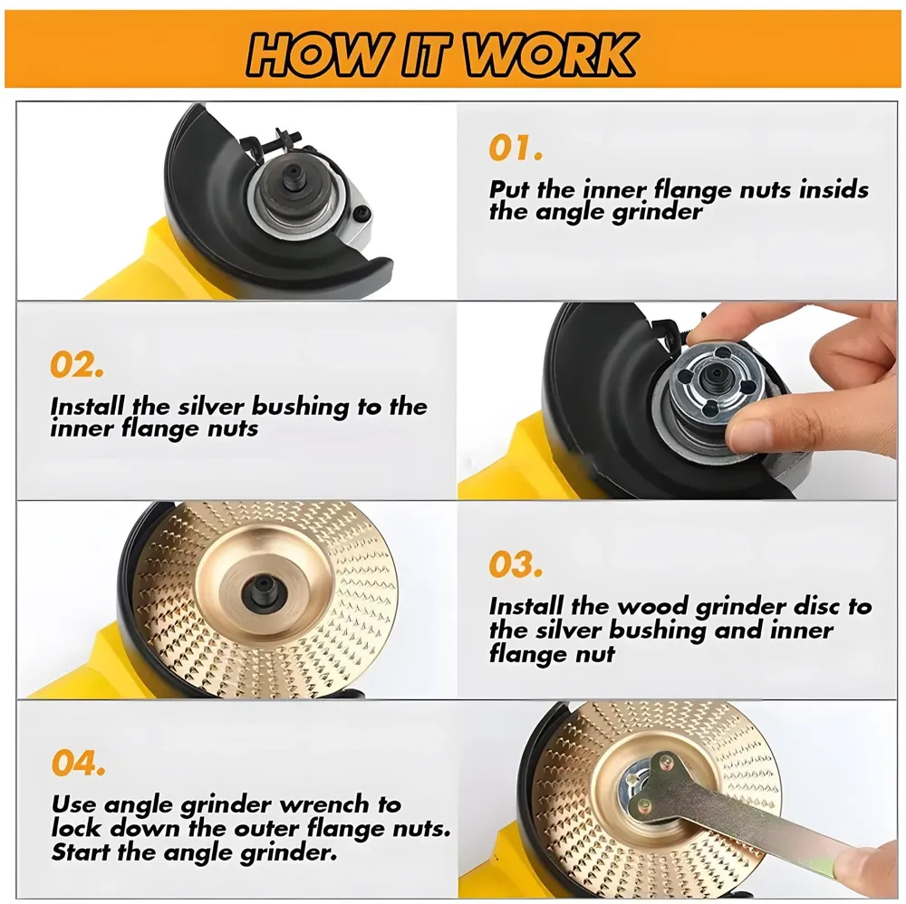 5 Pcs Angle Grinder For wood work Wood Carving Disk Attachments With 5/8 Arbor, 4 inch