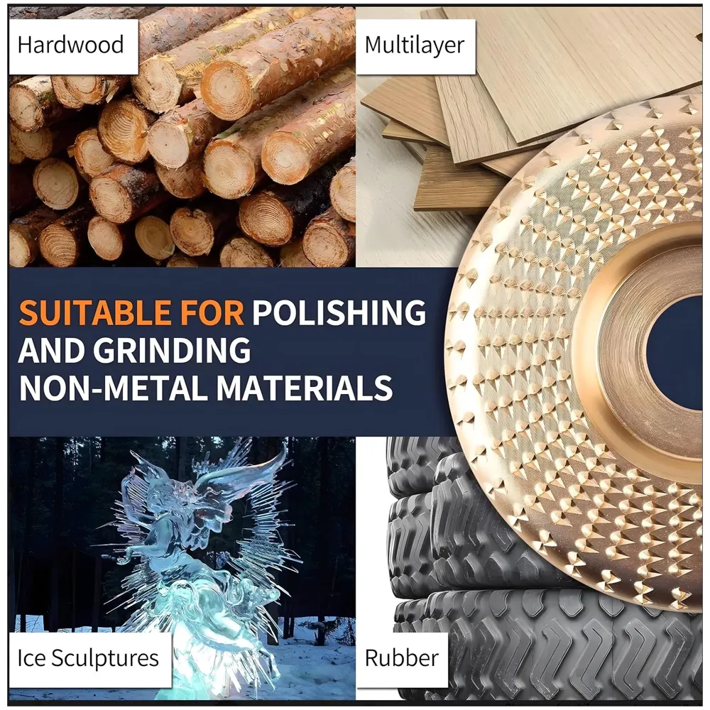 5 Pcs Angle Grinder For wood work Wood Carving Disk Attachments With 5/8 Arbor, 4 inch