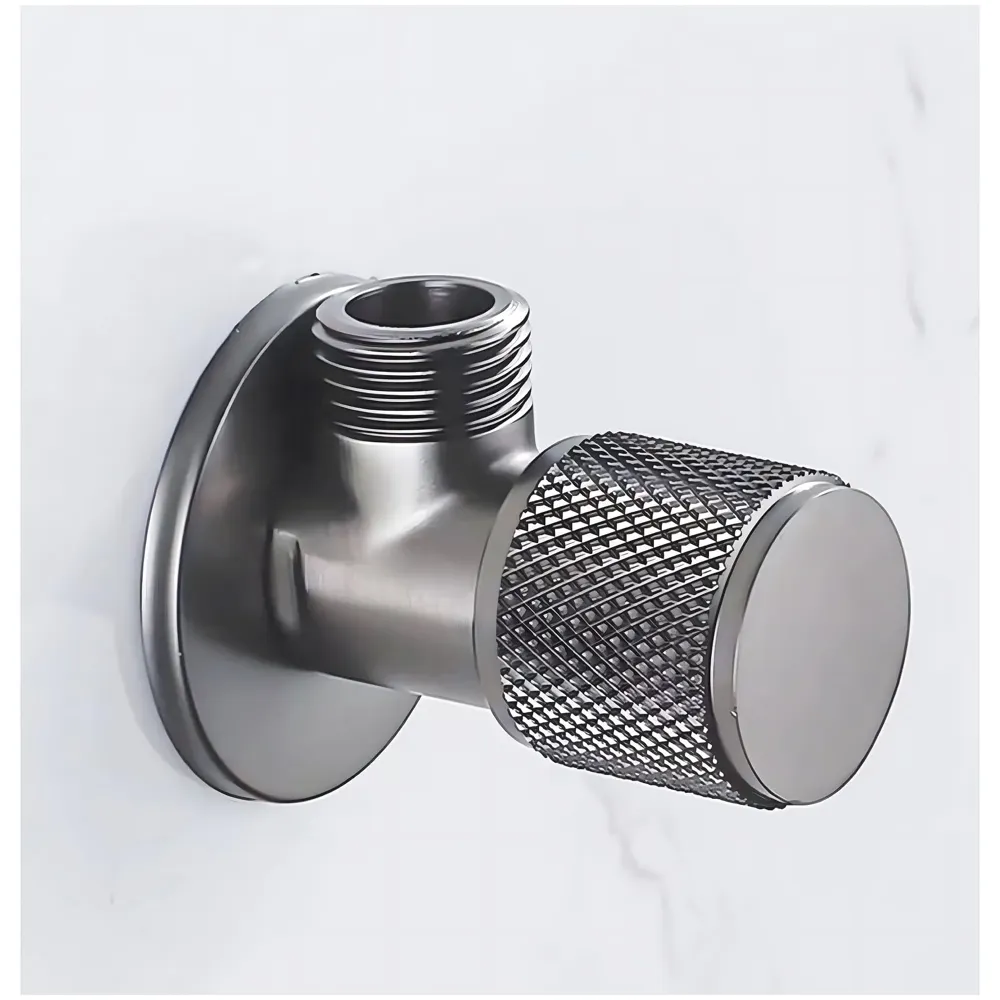 Angular for Bathroom wash basin, Geyser | Luxury Series One-Way Angle Valve | Angle Valve for Bathroom | Wall Mounted. Stop Cock Toilet Commode, Washbasin, 8.7cm x 3cm, Brushed gloss Black