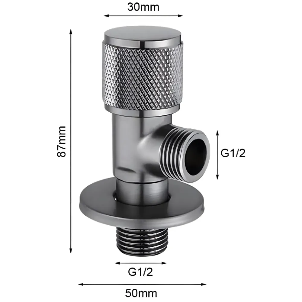 Angular for Bathroom wash basin, Geyser | Luxury Series One-Way Angle Valve | Angle Valve for Bathroom | Wall Mounted. Stop Cock Toilet Commode, Washbasin, 8.7cm x 3cm, Brushed gloss Black