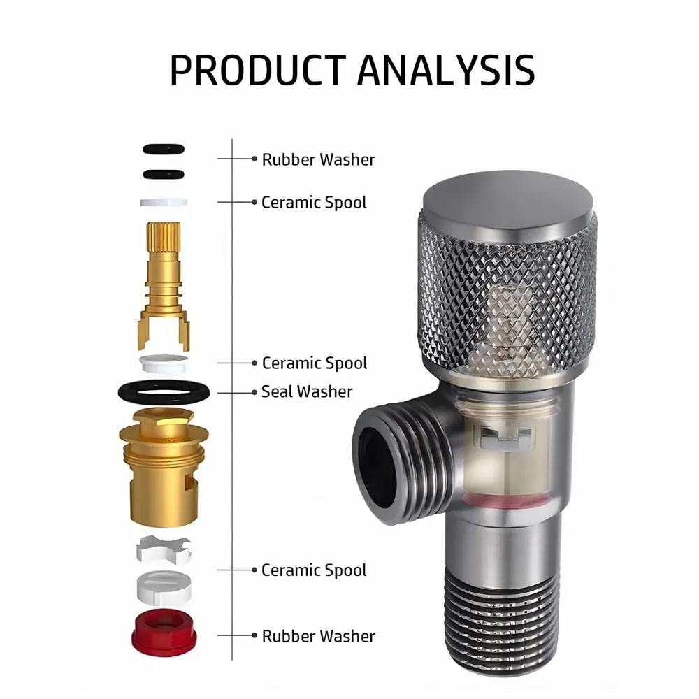 Angular for Bathroom wash basin, Geyser | Luxury Series One-Way Angle Valve | Angle Valve for Bathroom | Wall Mounted. Stop Cock Toilet Commode, Washbasin, 8.7cm x 3cm, Brushed gloss Black